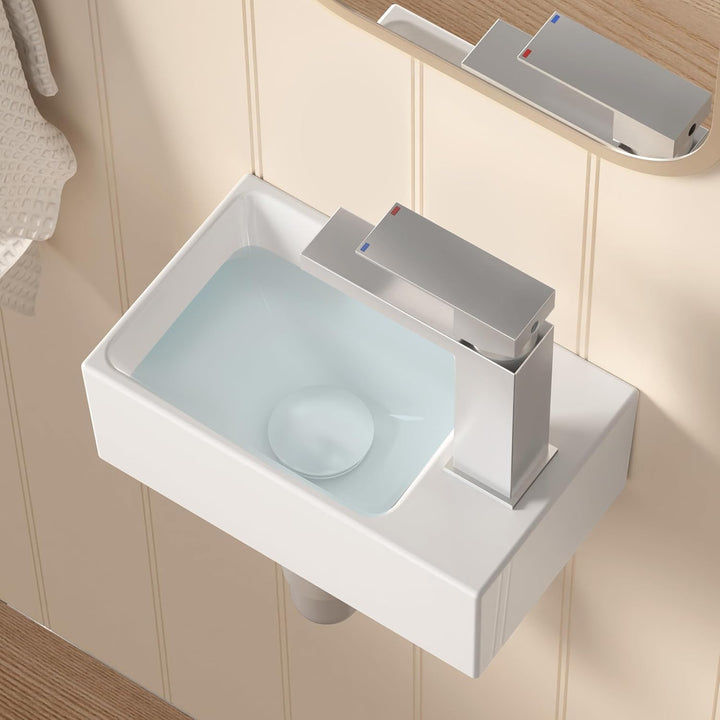 KES Waschbecken Gäste WC Aufsatzwaschbecken Waschschale Keramik Handwaschbecken Badezimmer für Wasch