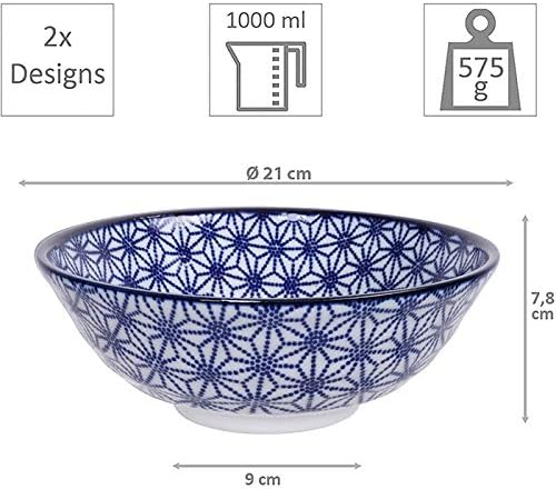 teeblume Tokyo Design Studio Nippon Blue 2-er Schalen-Set blau-weiss, Ø 21 cm, ca. 1000 ml, asiatisc