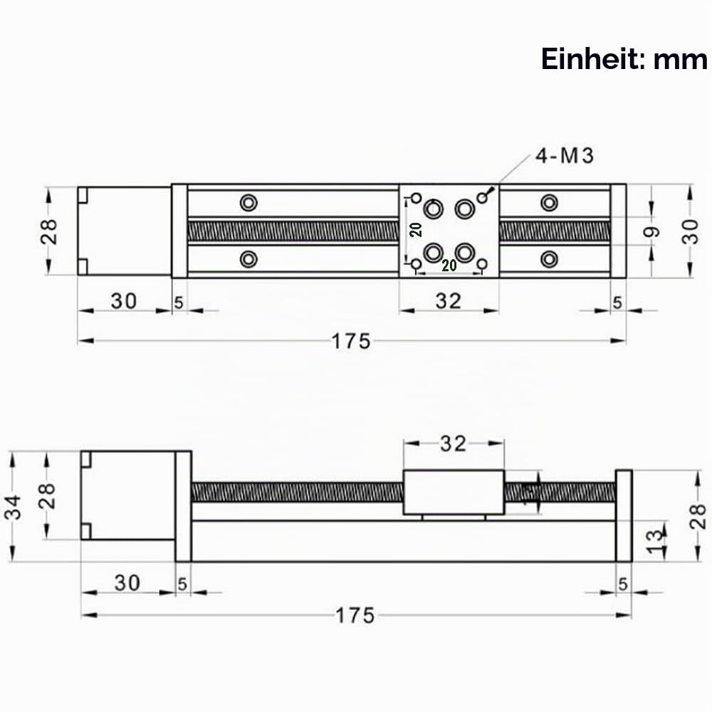 Zeberoxyz 1 STÜCKE Mini Linearschienenführung Schlittenantrieb T6x1 Leitspindel mit NEMA11 Schrittmo