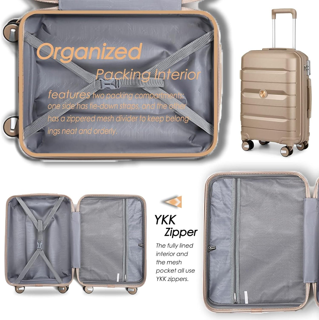 Sea choice Hartschalenkoffer Set 4 Teilig S/M/L/XL Rollkoffer Handgepäck 100% PP Reisekoffer mit 360