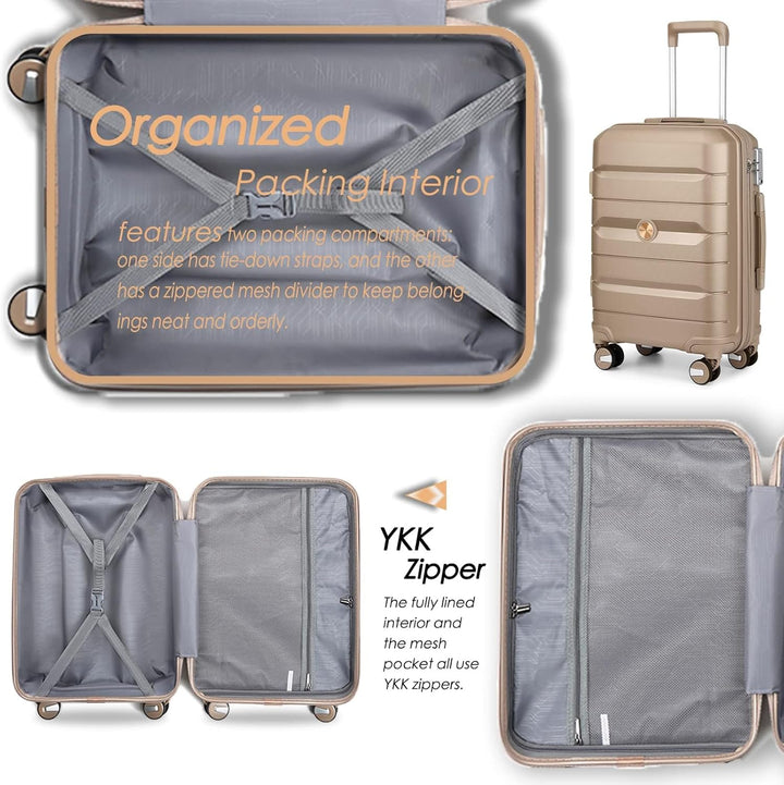 Sea choice Hartschalenkoffer Set 4 Teilig S/M/L/XL Rollkoffer Handgepäck 100% PP Reisekoffer mit 360