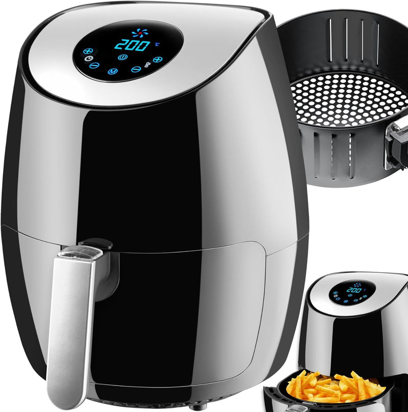 tectake® Heissluftfritteuse, Airfryer, 3,6 l Fassungsvermögen, Touchscreen-Display, 7 Programme, Air