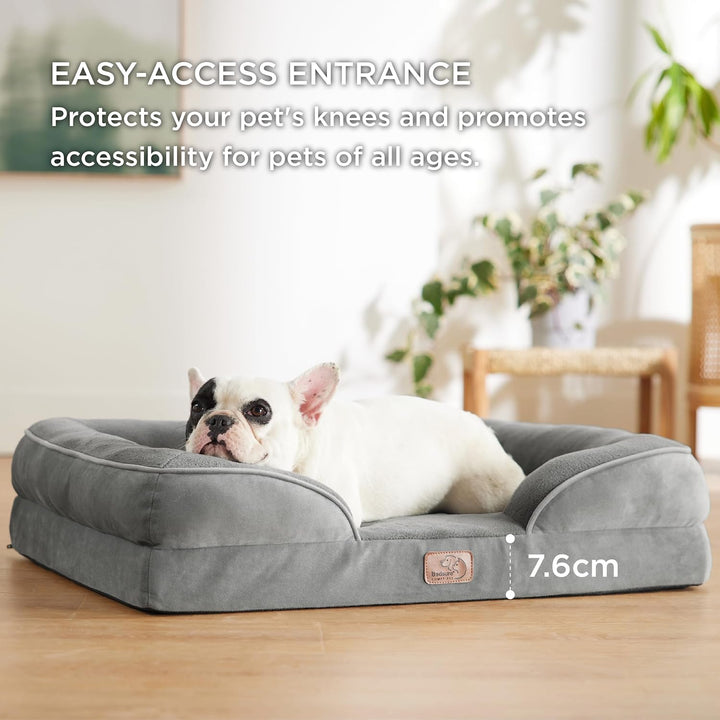 Bedsure orthopädisches Hundebett Ergonomisches Hundesofa - 71x58 cm Hundecouch mit eierförmiger Kist
