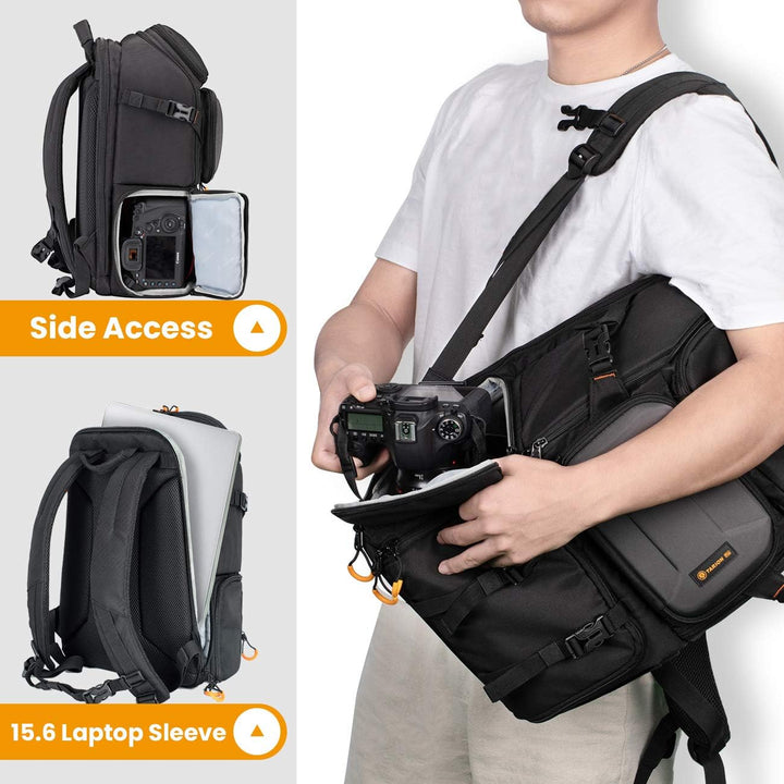 TARION Wasserdicht Kamerarucksack Spiegelreflex: DSLR SLR Gross Kameratasche mit 15,6 Zoll Laptopfac