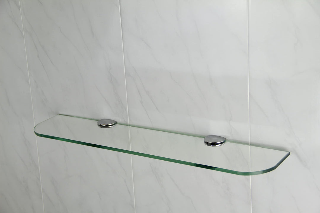 Glasablage mit abgerundeten Ecken, 3 Grössen (300 mm, 400 mm, 500 mm) und 3 Farben (transparent, wei