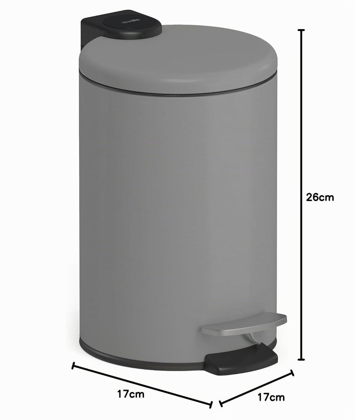 3 Liter Treteimer Edelstahl matt mit Absenkautomatik Klappdeckel leise schliessend Softclose mit Inn