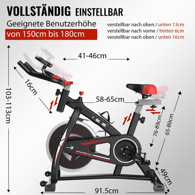 ISE Ergometer Heimtrainer Fahrrad mit LCD Anzeige, 8kg Schwungrad, Indoor Fahrrad Fitnessbike mit fl