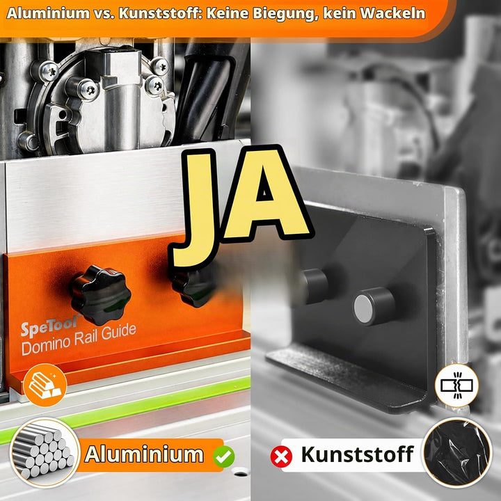 SpeTool Aluminium DomiRail Schienenverbinder, Domino Adapter kompatibel mit FESTOOL DOMINO DF 500 &amp;