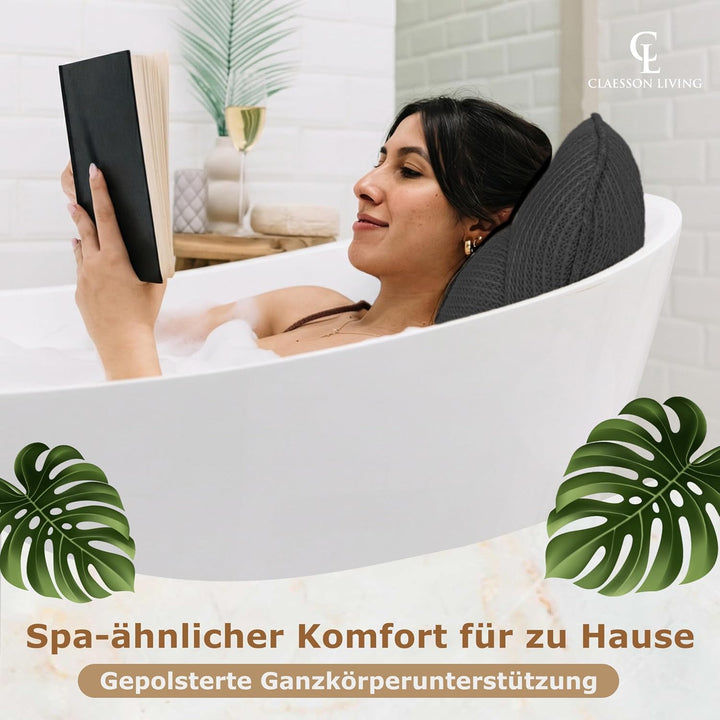 Badewannenkissen Ganzkörper Badekissen (152x56cm) - Badewannenmatte mit Kopfstütze (11cm) unterstütz