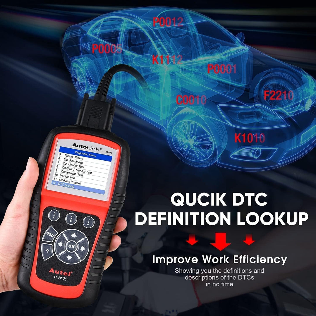 Autel AutoLink AL619 2023 Neuester OBD2 Scanner, Auto ABS/SRS Diagnosegerät, Zurücksetzen der ABS Ai