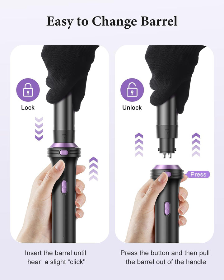 BESTOPE PRO Lockenstab, 5 in 1 Lockenstäbe Set mit Glätteisen, Thermobürste, 3 Keramische Lockeneise