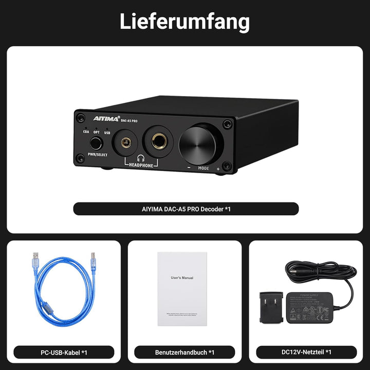 AIYIMA DAC A5 Pro Mini Kopfhörer Verstärker HiFi USB DAC Decoder Audio 24 Bit 192kHz Mini Stereo-Dec