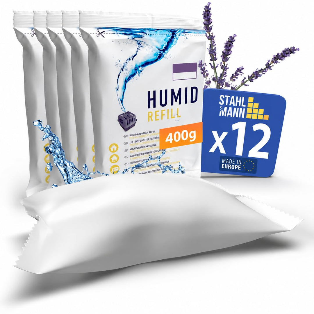 STAHLMANN® 12er Luftentfeuchter Nachfüllpack [12X400G Jasmin DUFT] - Luftentfeuchter Granulat [MADE