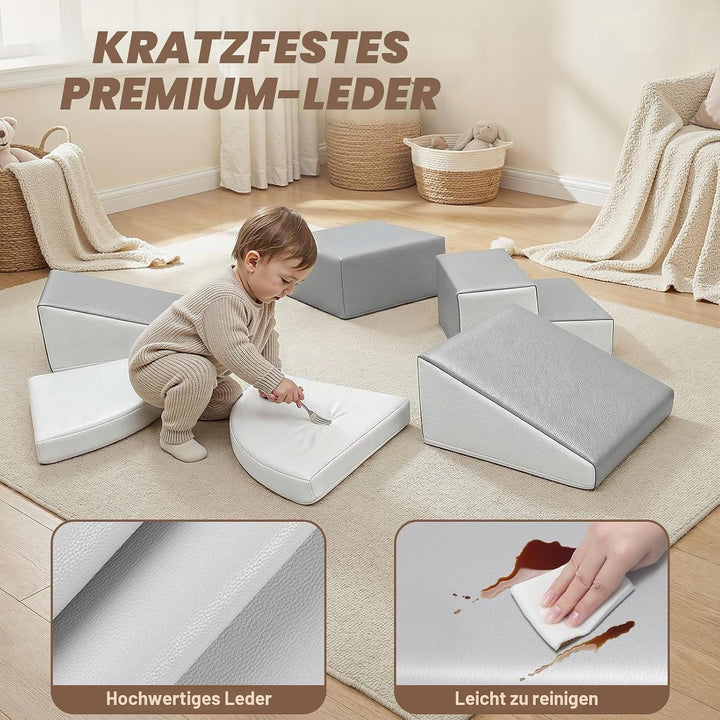 Schaumstoff Bausteine Kinder Klettern Indoor - 6 PCS Softbausteine Riesenbausteine für Baby Motorik