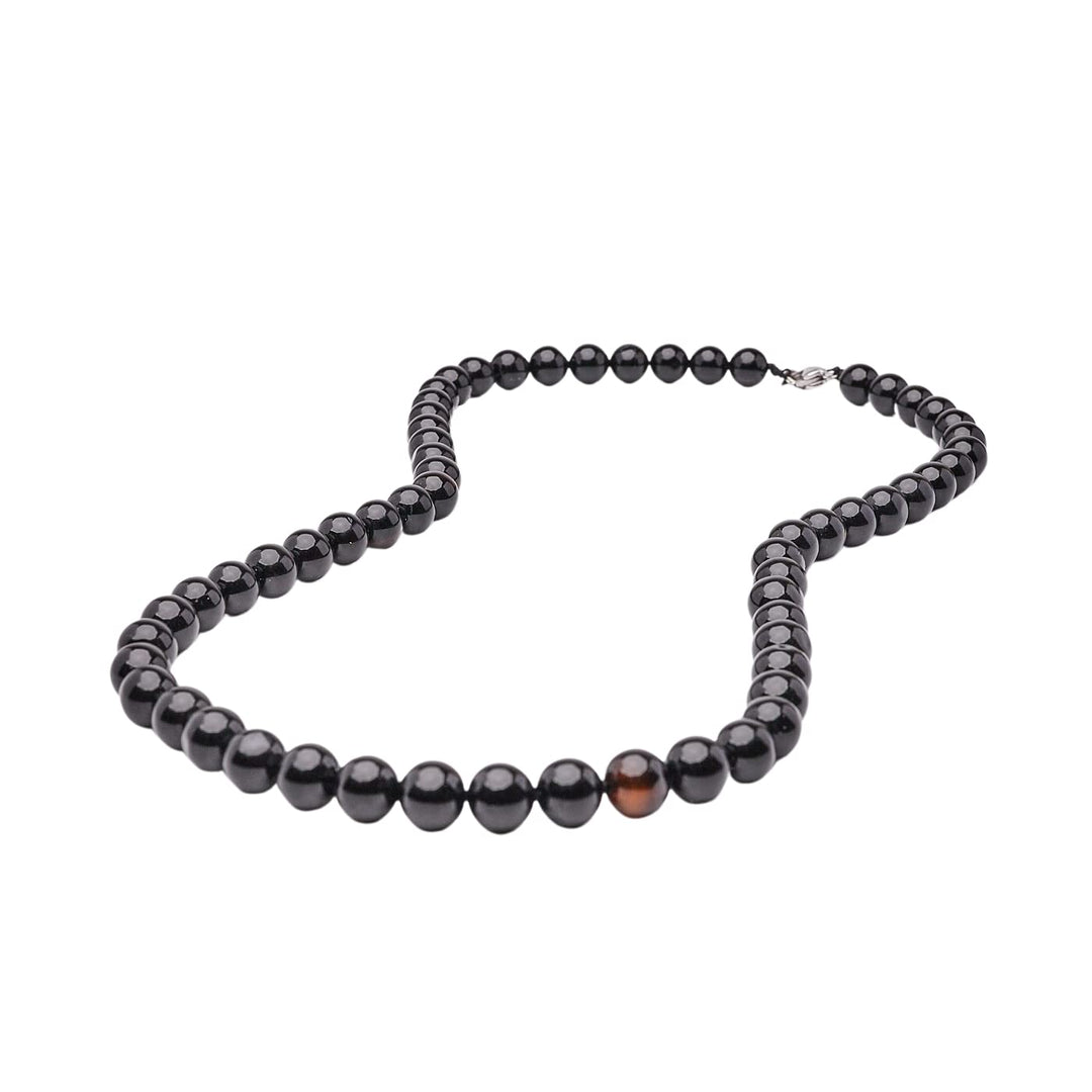 Handgemachte Herren Perlenkette Kette Tigerauge Onyx Grau Achat Jaspis | 8MM Natürliche Edelsteine H