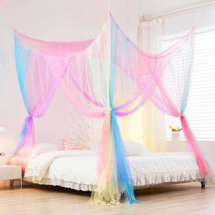 Forhome Betthimmel Mädchen, Regenbogen Baldachin Kinderzimmer, Hängendes Mückennetz Bett - Himmelbet