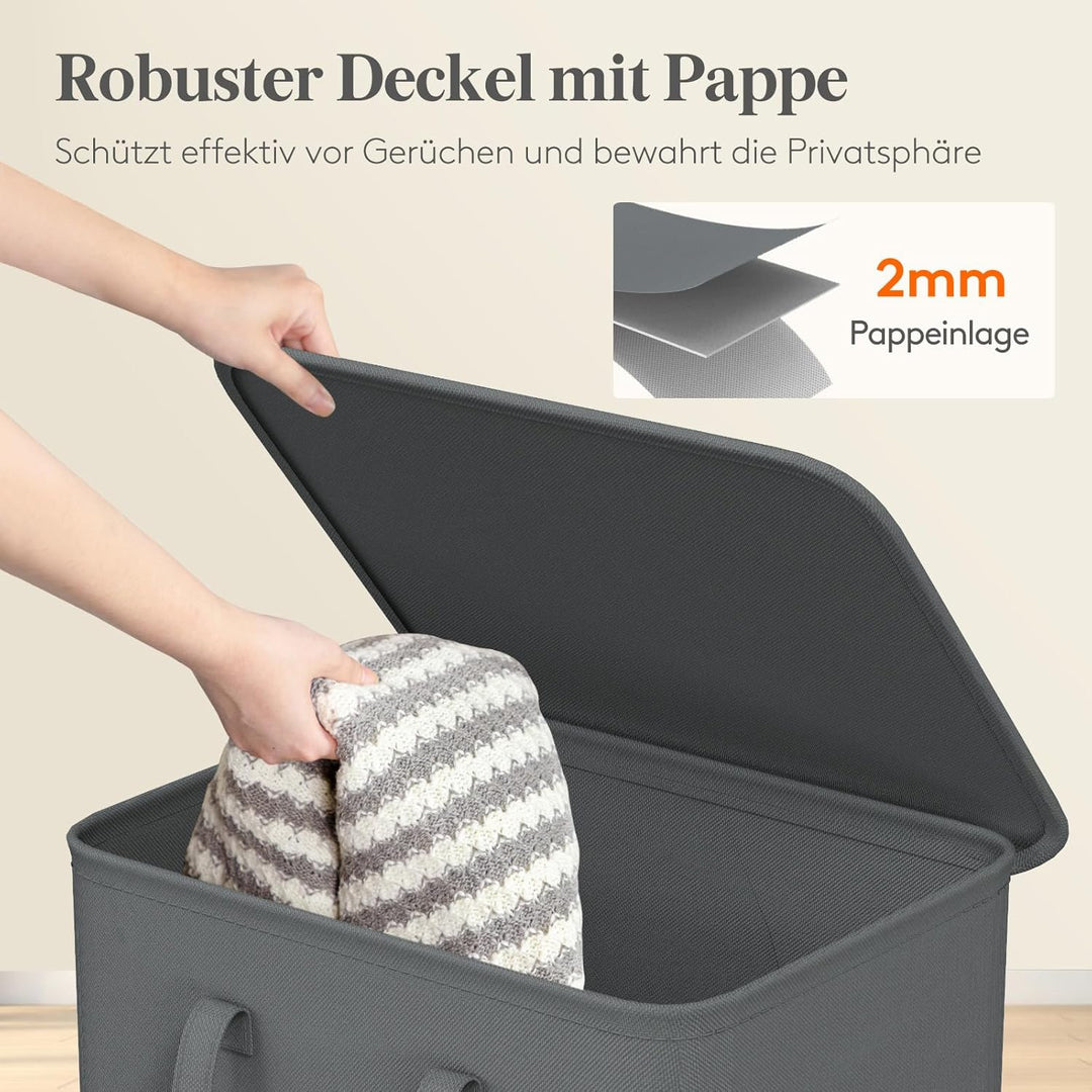 Lifewit 105L Wäschekorb mit Deckel, Wäschekorb Waschenkorbe Faltbar, Wäschesammler mit Griffen, Wäsc