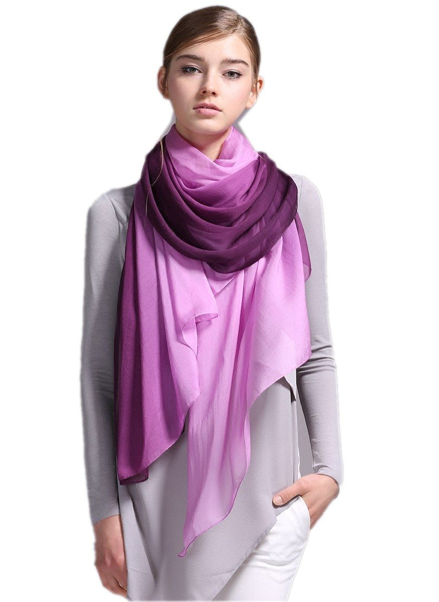 Seide DamenSchal Tie-Dye SeidenStola Farbverlauf Batik 180/110 5 Dunkel Violett, 180/110 5 Dunkel Vi