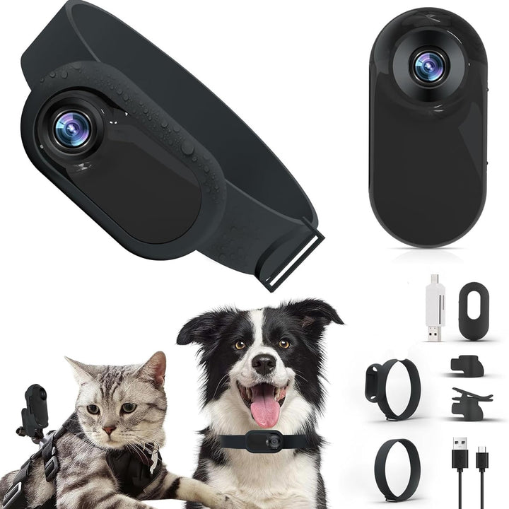 Goshyda HD 1080P Katzenhalsband-Kamera, 170° Weitwinkelobjektiv, Haustier-Hundehalsband-Kamera, Spor