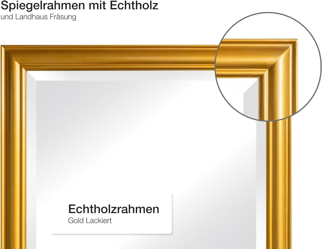 Wholesaler GmbH LC Home Wandspiegel Schlicht Gold ca. 180 x 80 cm Landhaus-Stil mit Facettenschliff