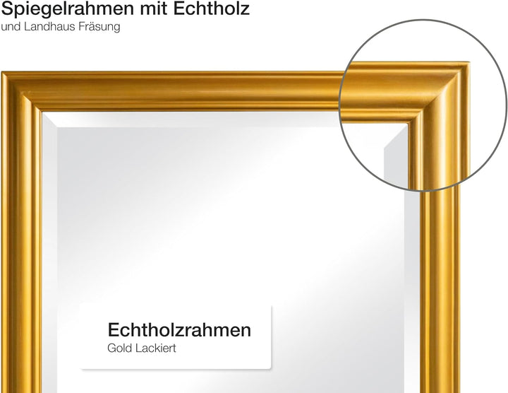 Wholesaler GmbH LC Home Wandspiegel Schlicht Gold ca. 180 x 80 cm Landhaus-Stil mit Facettenschliff