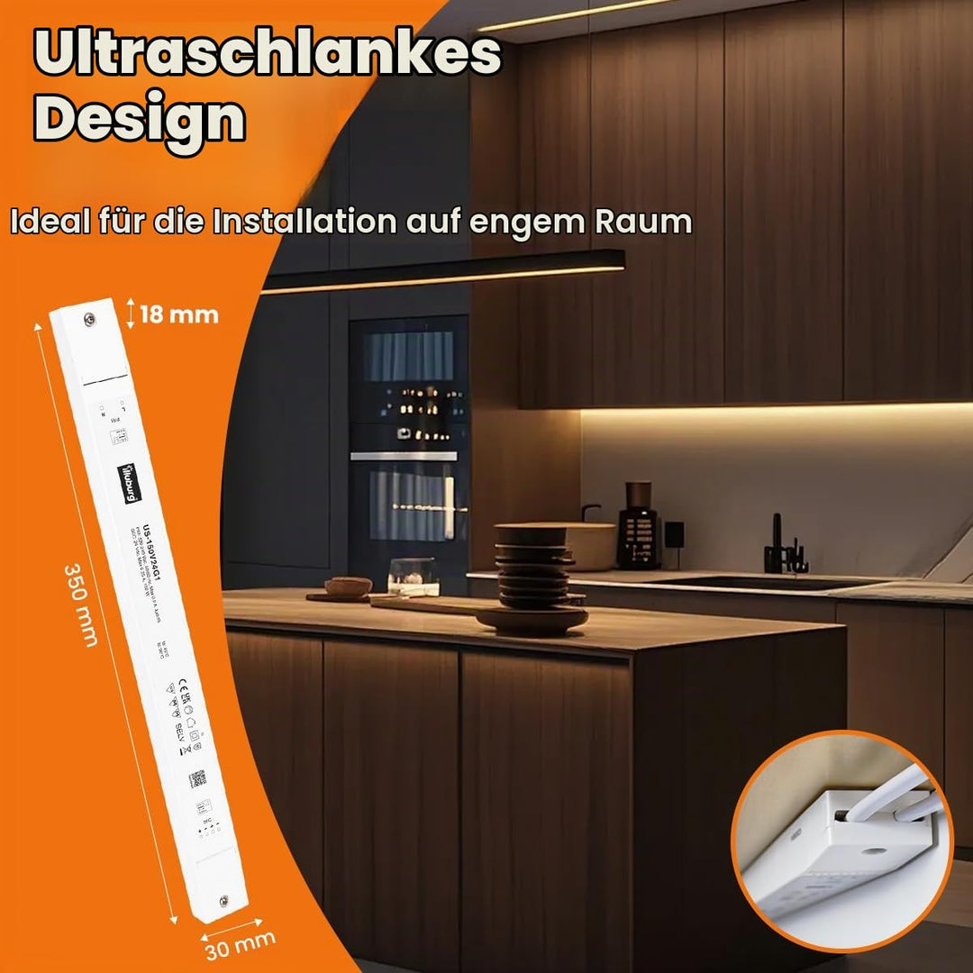 illuburg LED Trafo 24V 150W Slim Flackerfrei Geräuschlos für G4 GU5,3 LED Streifen Möbel Verdeckte M