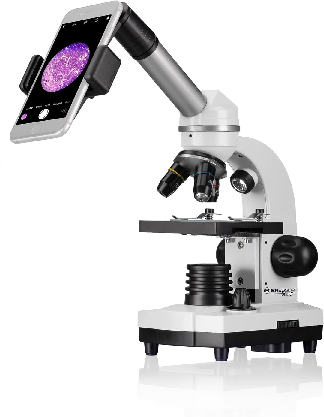 Bresser Biolux SEL Schülermikroskop Set mit Beleuchtung, Smartphoneadapter, Hartschalenkoffer, einem