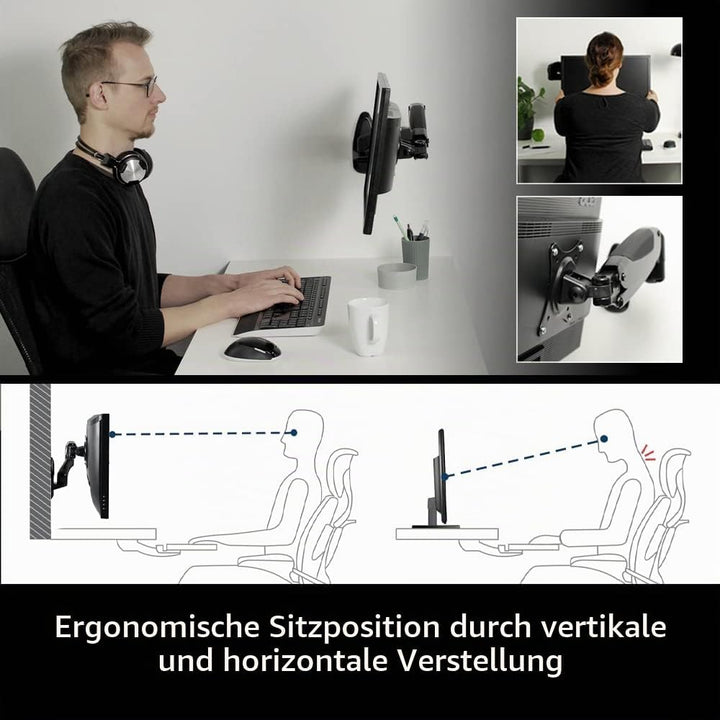 ARCTIC W1-3D - Monitor Halterung mit Gaslifttechnik, Monitorarm zur Befestigung an der Wand, für bis