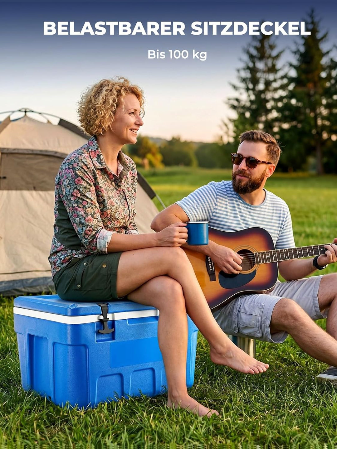 Kühlbox 66 Liter ohne Strom – Tragbare Thermobox hält EIS bis zu 4 Tage kalt, Passive Kühlbox für Ca