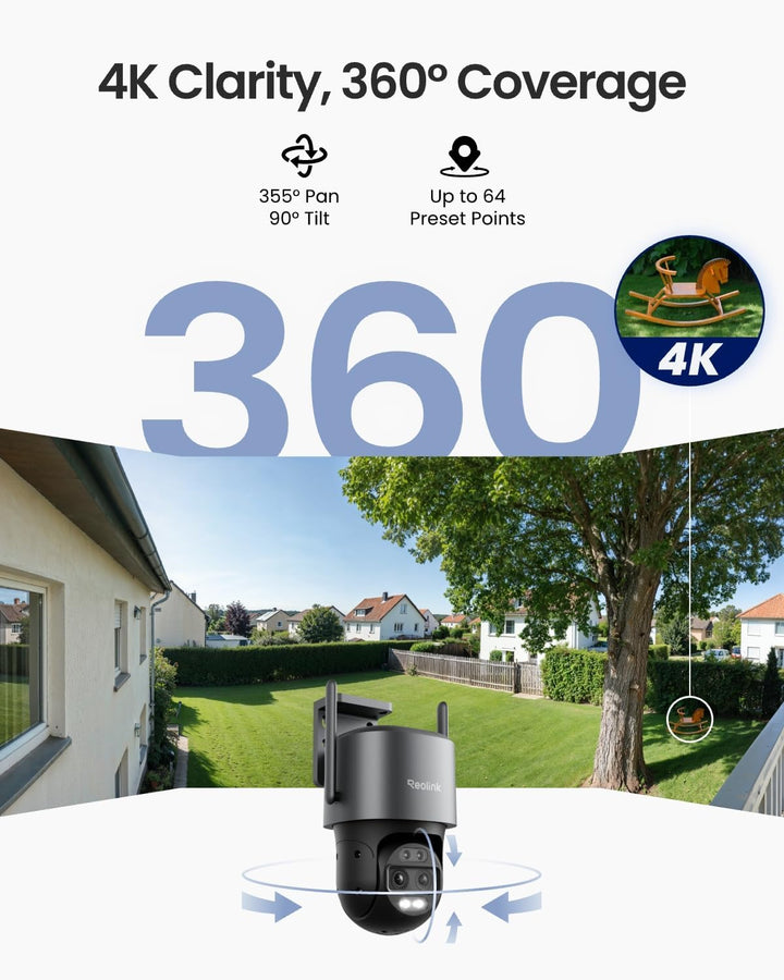 Reolink 4K 8MP Wi-Fi 6 PTZ Überwachungskamera Aussen WLAN mit Auto-Tracking-Zoom, Dual-Objektiv, Dua