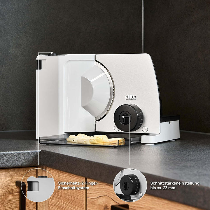 ritter Allesschneider compact 7, elektrische Brotschneidemaschine, Wellenschliffmesser, stufenlos bi