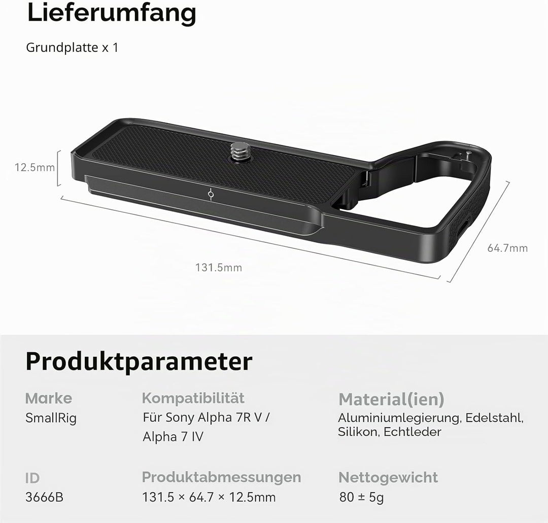 SMALLRIG A7IV A7RV A7SIII Baseplate für Sony Alpha 7 IV Alpha 7R V Kamera, mit Schnellwechselplatte
