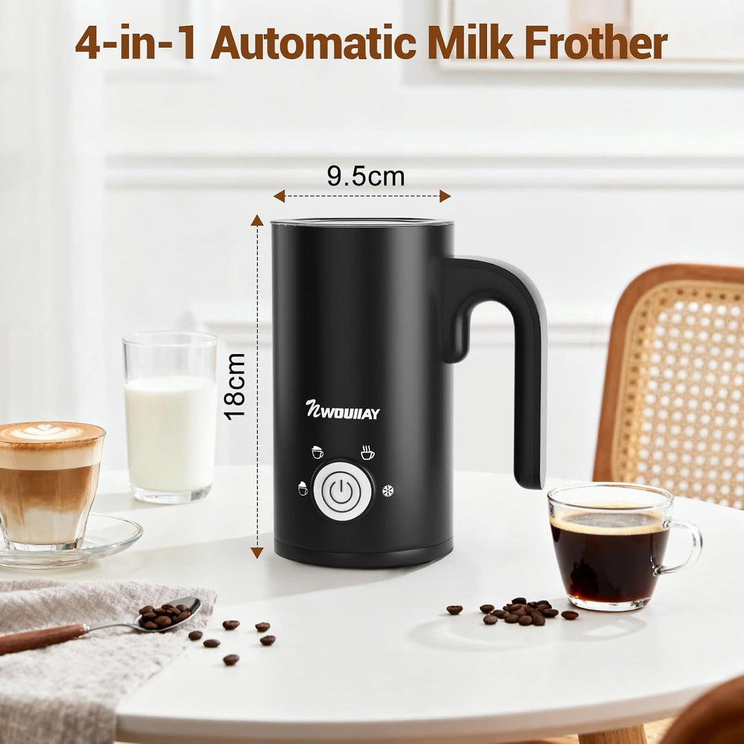 NWOUIIAY 4-in-1 Elektrischer Milchaufschäumer 600W Automatischer Milchschäumer mit 300 ml Fassungsve