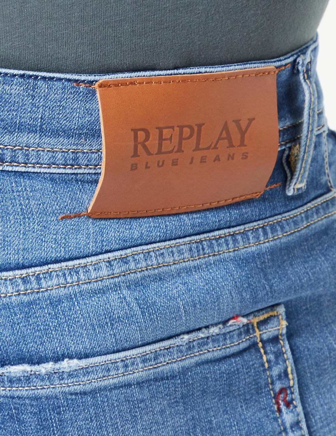 Replay Herren Jeans Shorts Grover Short Straight-Fit mit Super Stretch, Blau (Medium Blue 009), 30W