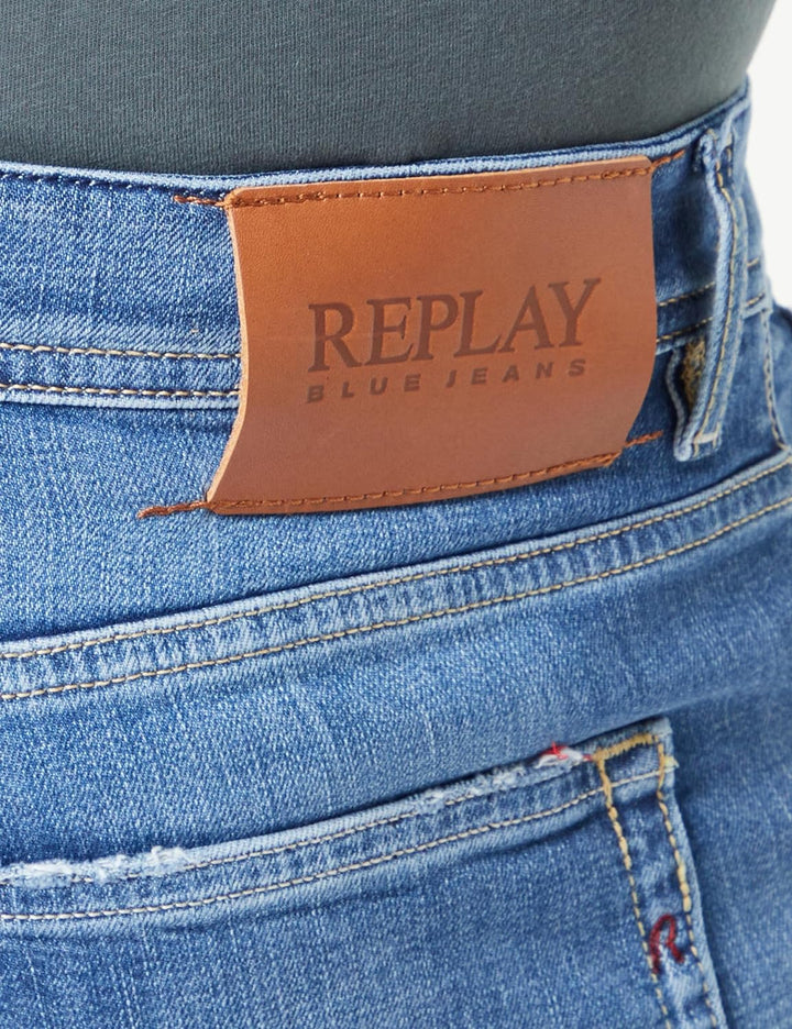 Replay Herren Jeans Shorts Grover Short Straight-Fit mit Super Stretch, Blau (Medium Blue 009), 30W
