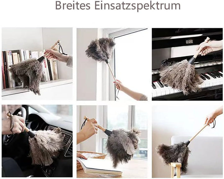 Staubwedel Straussenfeder, Razatik Schuhanzieher Staubwedel Antistatisch Holzgriff Feder Staubwische