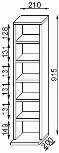 VCM Holz CD DVD Stand Aufbewahrung Standregal Bücherregal Deko Regal Elementa Sonoma-Eiche, Sonoma-e