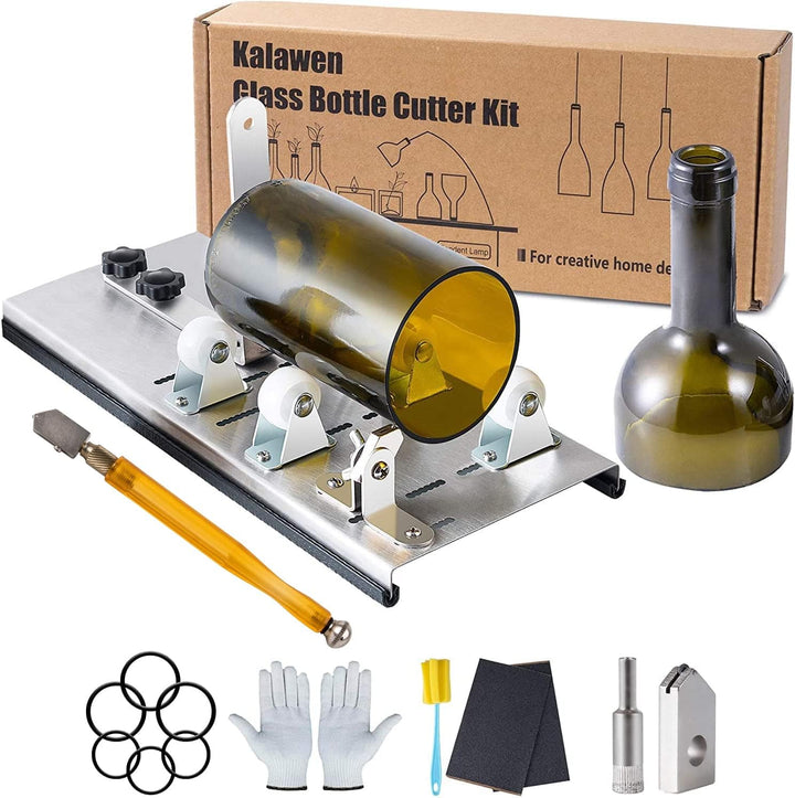 Kalawen Glasschneider für Flaschen Edelstahl Flaschenschneider 5 Verstellbares Rad Glasschneider Bot