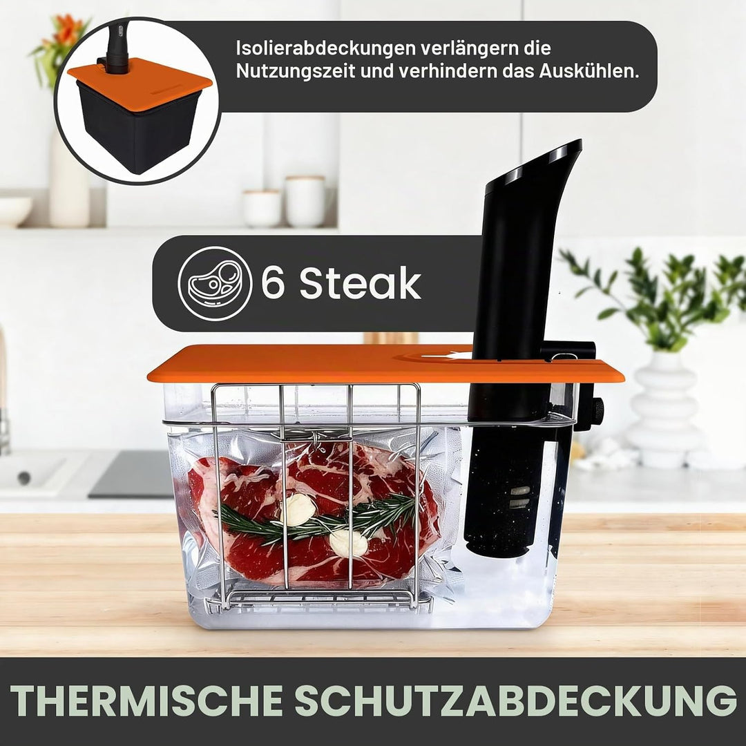 Sous Vide Behälter 12L, Sous Vide Container mit Silikonhülle & Rack für Meisten Sous Vide Garer, Mul