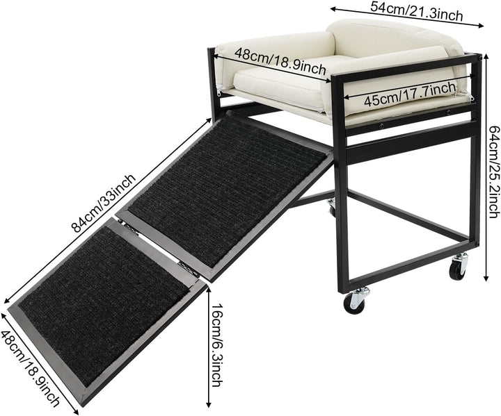 Haustierbett, Mobile Hunderampe Bett Hundebett mit Klappbar Rampe Hundeliege Tragkraft 50kg für klei