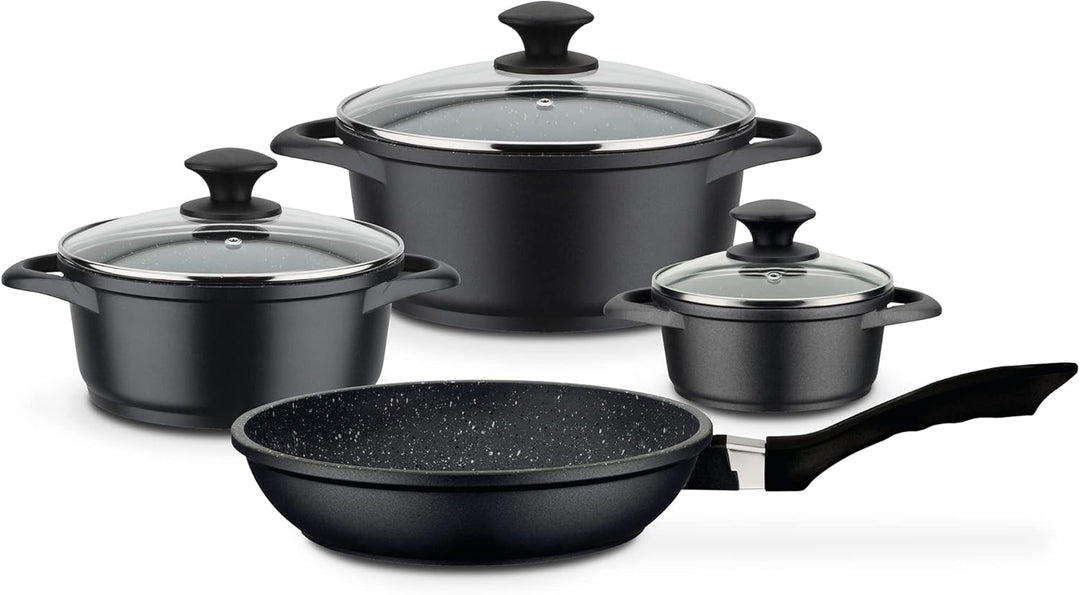 GSW Kochtopf- und Pfannenset Gourmet Granit – hochwertiges Set bestehend aus Töpfen und Pfanne, inkl