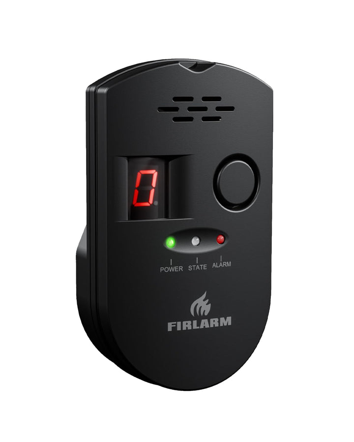 Firlarm Gasmelder, Plug-in Gaswarner mit LED Digitalanzeige und 85dB Alarm, Portable Methan Propan B