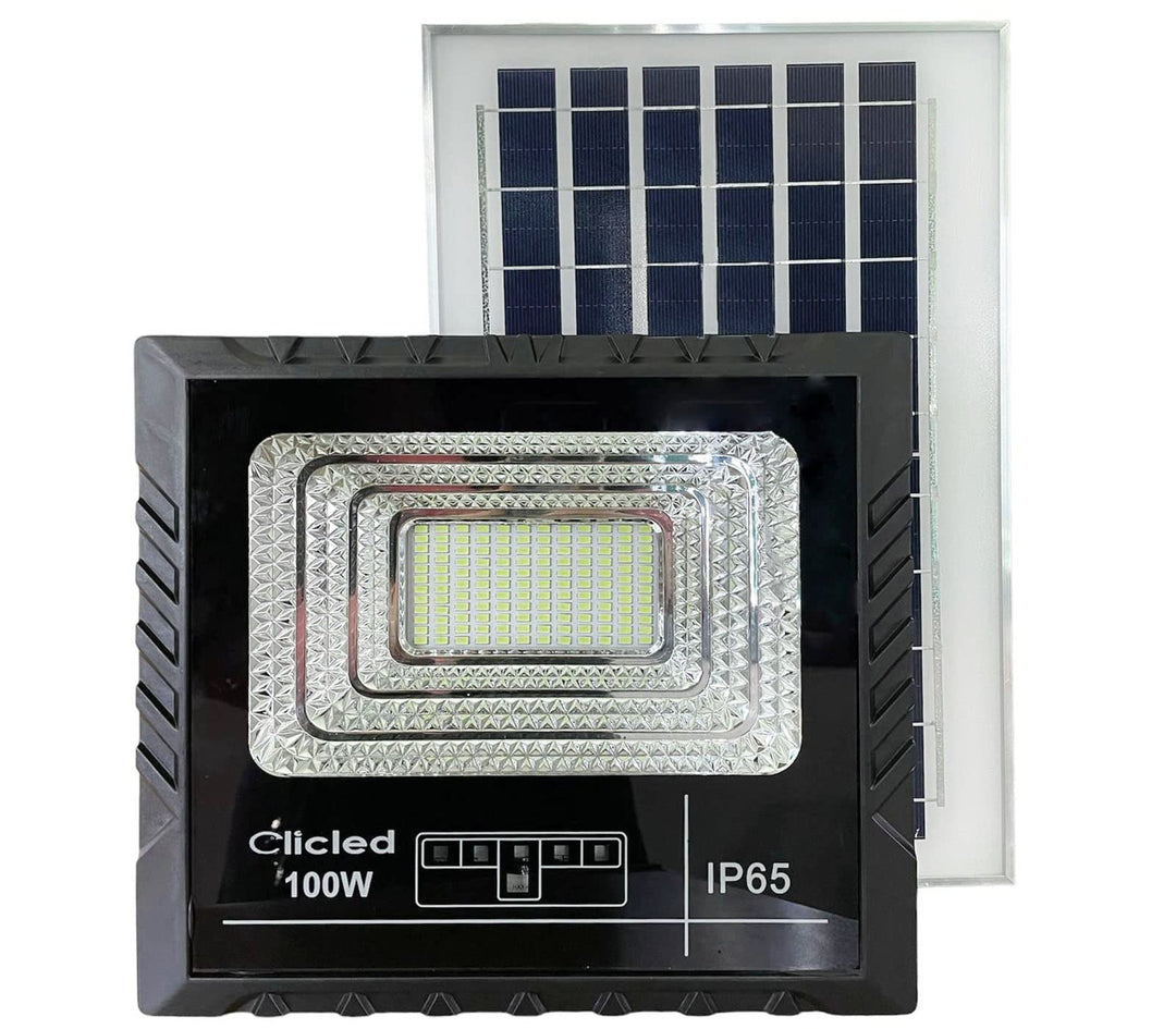 GC GLOBALCOMMERCE LED-Scheinwerfer SMD 100 W Solarpanel, Material: Metall, Schwarz