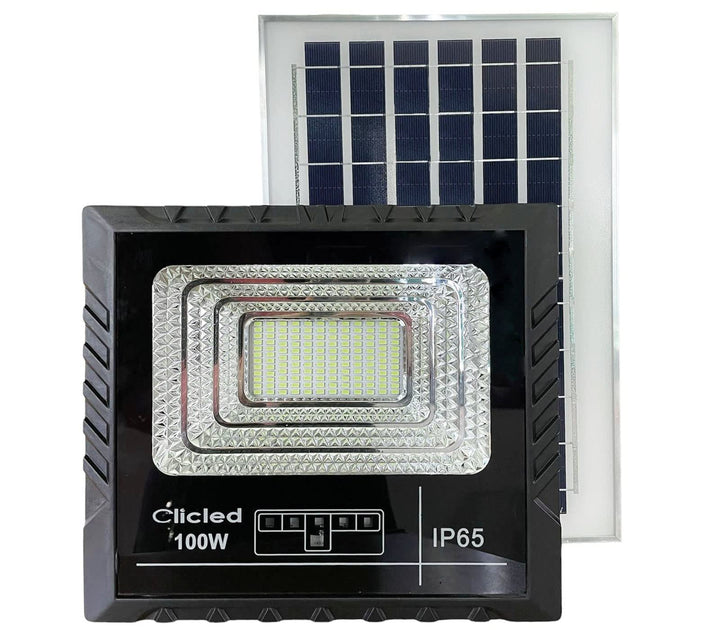 GC GLOBALCOMMERCE LED-Scheinwerfer SMD 100 W Solarpanel, Material: Metall, Schwarz