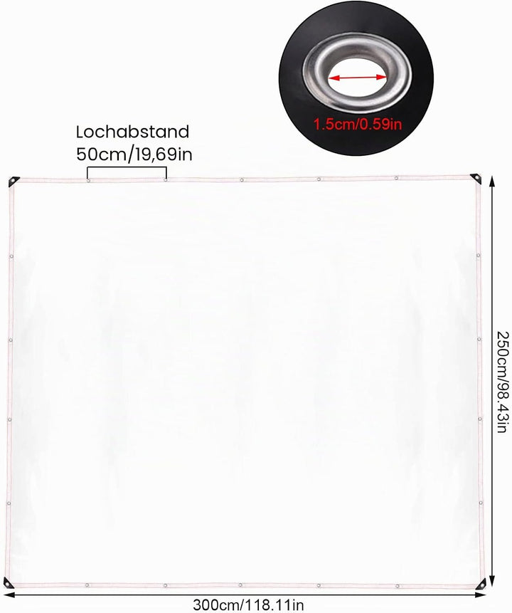 Plcnn 3 x 2,5 m Plane Wasserdicht Transparent, Abdeckplane Wasserdicht, Staubdichte Abdeckplane mit