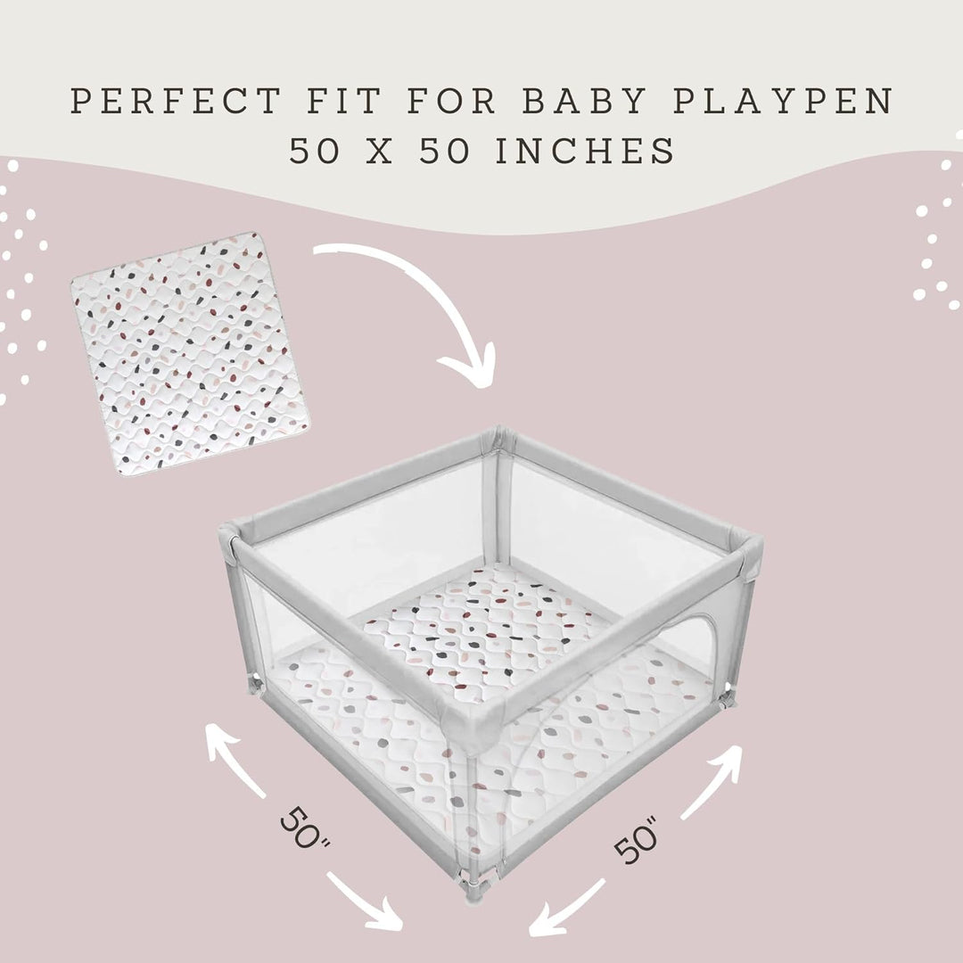 Gesteppte Krabbeldecke Baby 127cm, Konfetti – extra Dicke 1,5cm weiche Baby Krabbelmatte – Baby Spie