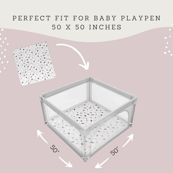 Gesteppte Krabbeldecke Baby 127cm, Konfetti – extra Dicke 1,5cm weiche Baby Krabbelmatte – Baby Spie