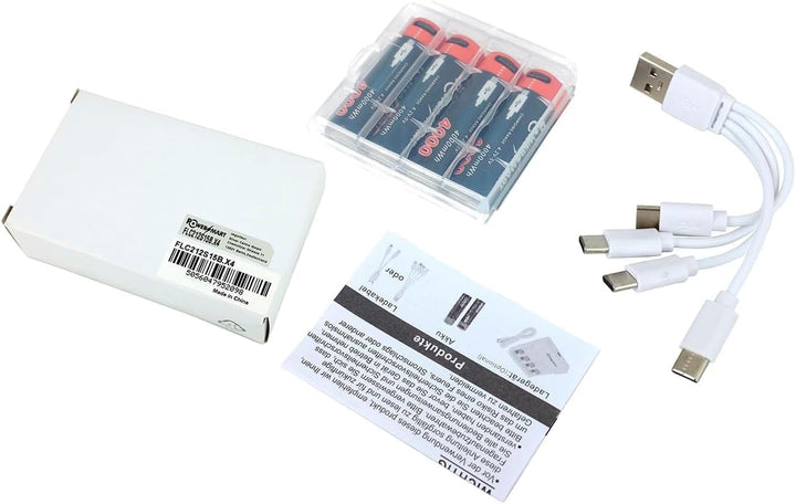 PowerSmart® 4 Stück AA Akkubatterien Typ-C Anschluss 4000mAh 1.5V Akku AA Li-ion wiederaufladbare Ba