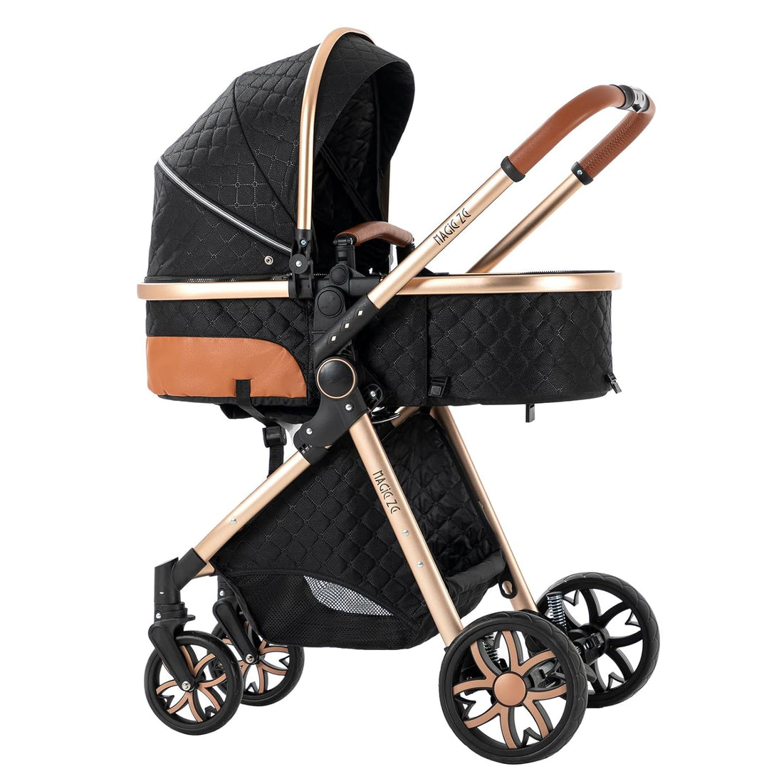3 in 1 Kinderwagen Komplettset mit Ein-Klick-Faltdesign, Zwei Umkehrbaren Schiebemodi, Rahmen aus Al