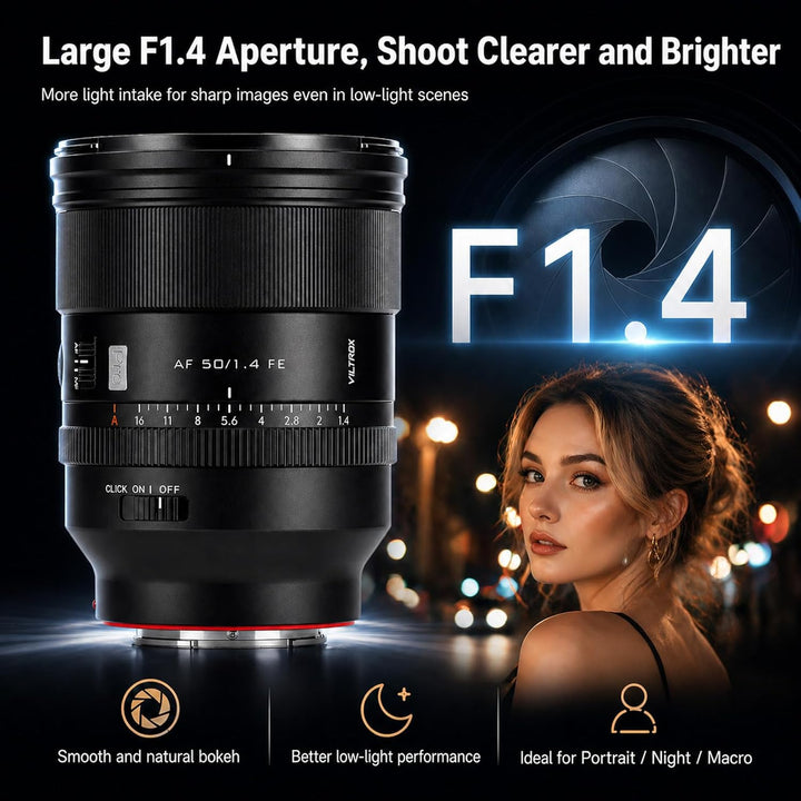 VILTROX 50mm F1.4 Pro FE Kameraobjektiv mit Sony E-Mount Full Frame Camera Lenses mit Grosser Blende